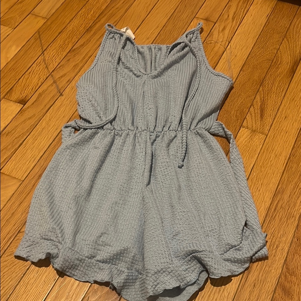 Caution To The Wind Blue Jumpsuit with Elastic Waist